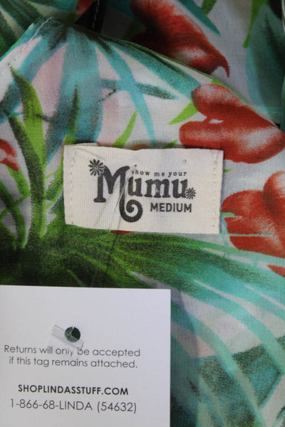 Show Me Your Mumu Womens Tropical Printed Crop Top White Green Size Medium