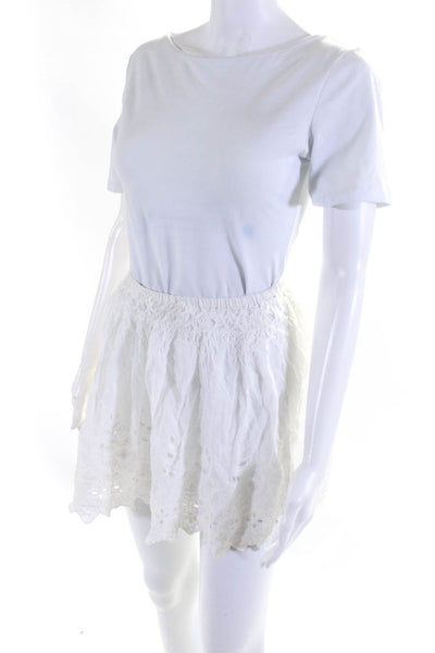 Love Sam Womens Eyelet A Line Mini Skirt White Cotton Size Extra Small