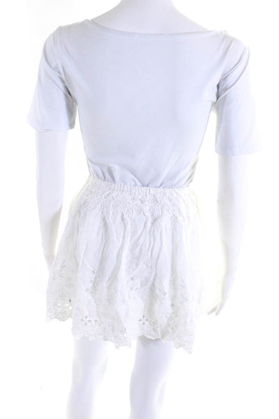 Love Sam Womens Eyelet A Line Mini Skirt White Cotton Size Extra Small