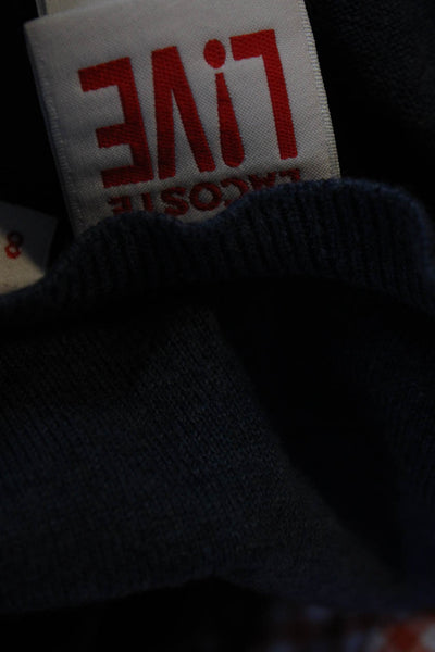 Lacoste Mens Button Front V Neck Cardigan Sweater Blue Cotton Size 8