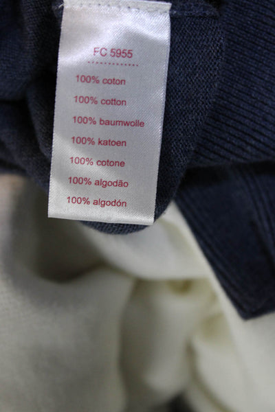 Lacoste Mens Button Front V Neck Cardigan Sweater Blue Cotton Size 8