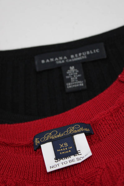 Banana Republic Brooks Brothers Womens Crew Neck Sweaters Red XS Medium Lot 2