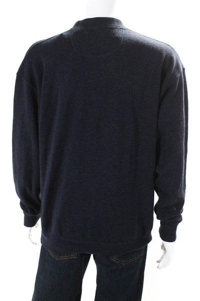 Valentino Uomo Mens Pullover Crew Neck Sweatshirt Navy Blue Wool Size Large