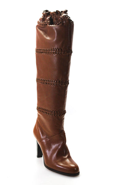 Coach Women's Leather Elasticated Knee High Boots Brown Size 5.5