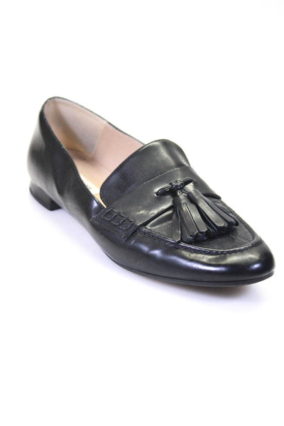 L.K.Bennett Womens Leather Classic Tassel Slip On Flat Loafers Black Size 38 8