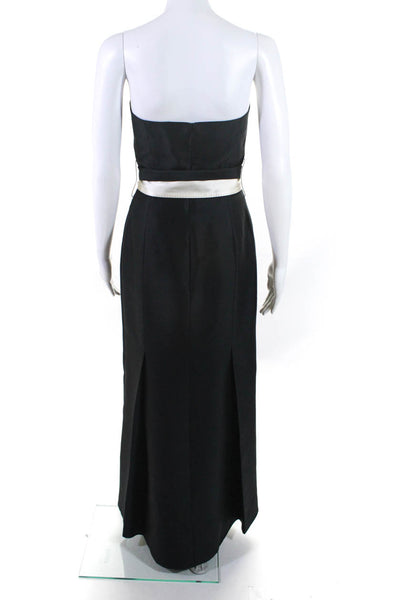 Flair by Joc Womens Silk Strapless Belted Full Length Zip Up Gown Black Size 40