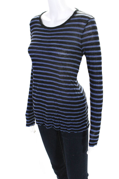 T Alexander Wang Womens Cotton Jersey Knit Striped Print Shirt Blue Black Size S