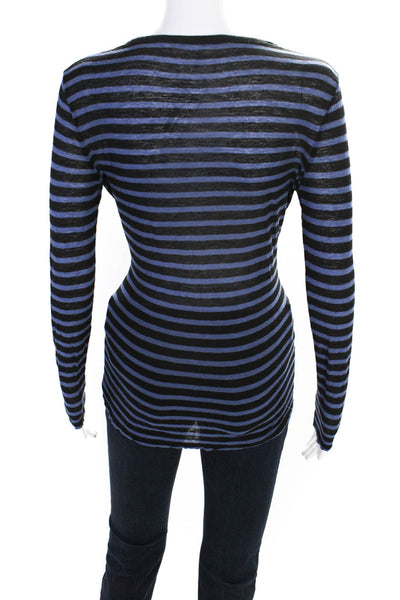 T Alexander Wang Womens Cotton Jersey Knit Striped Print Shirt Blue Black Size S