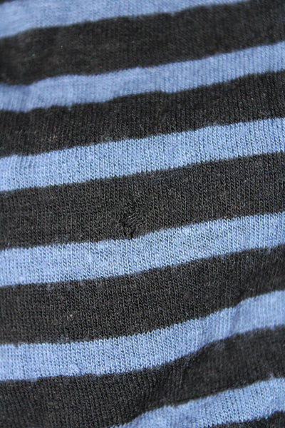 T Alexander Wang Womens Cotton Jersey Knit Striped Print Shirt Blue Black Size S