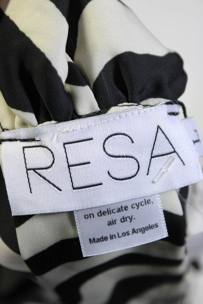 Resa Women's Animal Print Satin Wrap Top Black White Size L