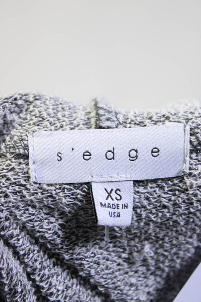 Sedge Womens Glitter Print Zip Hooded Long Sleeve Textured Jacket Silver Size XS
