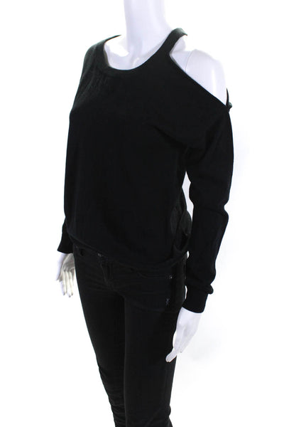 J. Society Womens Cotton Round Neck Long Sleeve Pullover Sweater Black Size XS