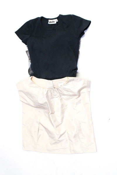 Crewcuts Molo Girls Sleeveless Blouse A-line Dress Beige Blue Size 8 134 Lot 2