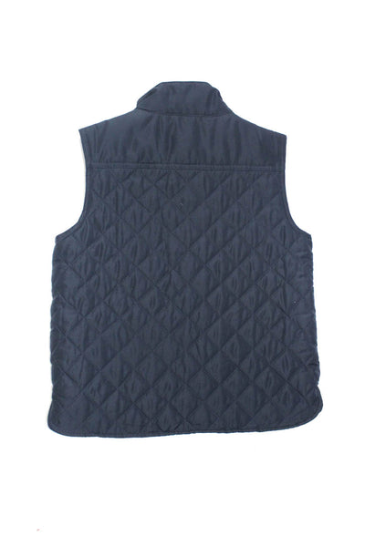 Crewcuts Girls Sleeveless Quilted High Neck Full Zip Up Vest Navy Blue Size 6-7