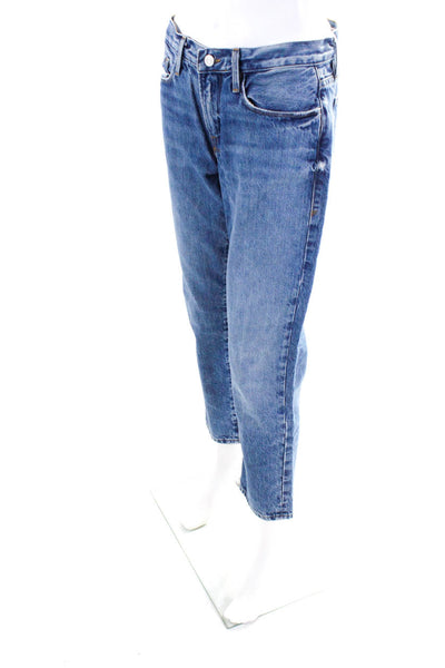 Frame Womens Le Nouveau Straight Mid Rise Jeans Pants Blue Denim Size 27