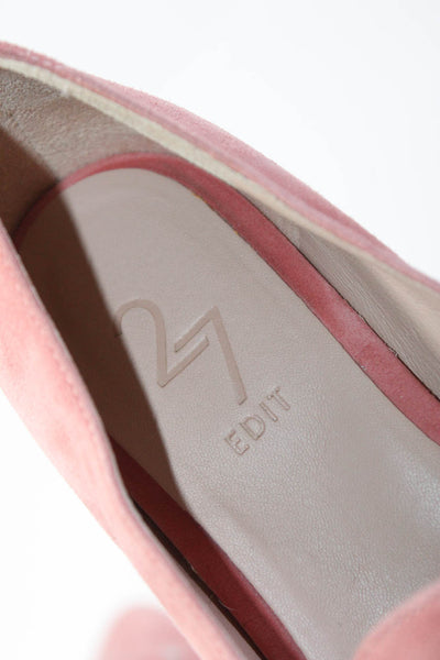 27 Edit Womens Pointed Toe Ballet Flats Slip On Loafers Pink Suede Size 6