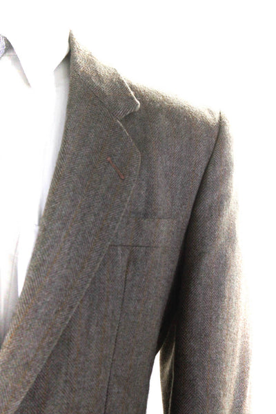 Giani Dotto Mens Wool Striped Notch Collar Two Button Suit Jacket Gray Size 50