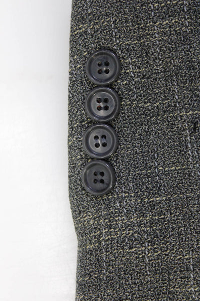 Chiavari Mens Cotton + Wool V-Neck Three Button Suit Jacket Gray Size 40R