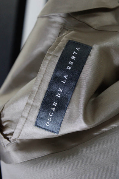 Oscar de la Renta Mens Silk Notch Collar Three Button Suit Jacket Beig Size 42R