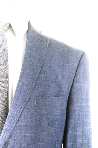 Michael Michael Kors Mens Cotton V-Neck Two Button Suit Jacket Blue Size 44R