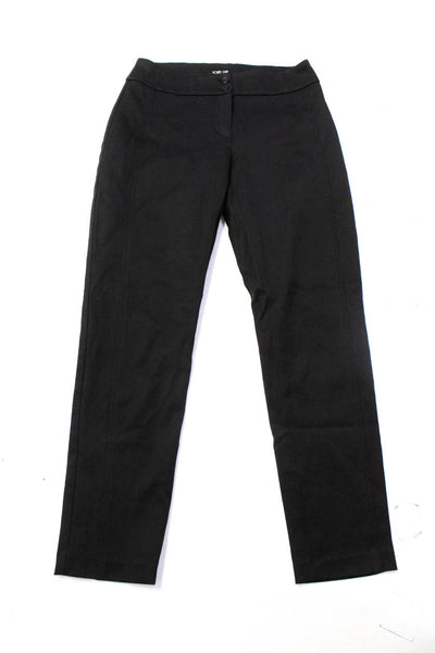 Ronen Chen Womens Buttoned Mid Rise Top Stitched Skinny Fit Pants Black Size 0