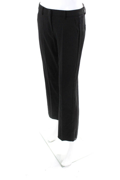 Cambio Womens Front Pleat Hook Closure Mid-Rise Straight Leg Pants Black Size 4