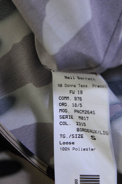 Neil Barrett Womens Long Sleeve Crew Neck Animal Print Shirt Brown Size Small