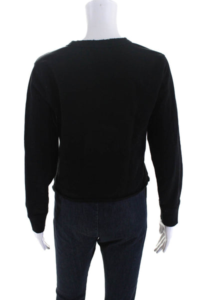 Rag & Bone Jean Womens Crew Neck Cropped Sweatshirt Black Cotton Size XS
