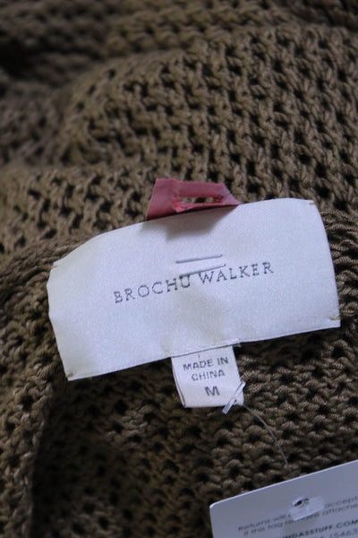 Brochu Walker Womens Button Front Open Knit Cardigan Sweater Brown Size Medium