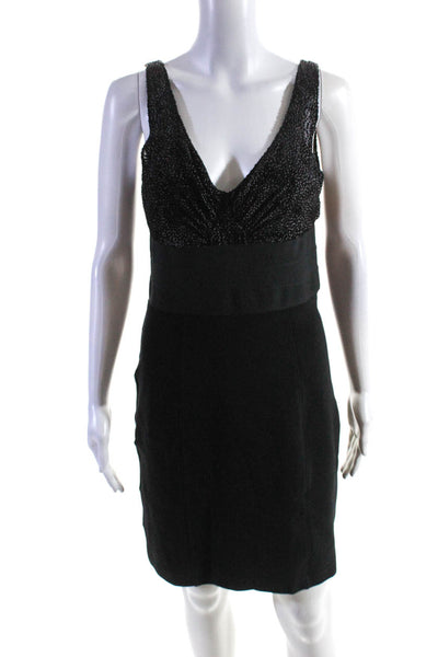 Max Studio Womens Swiss Dot Velvet Ponte Sheath Dress Black Size Medium