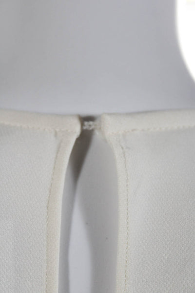 Max Mara Womens Silk Woven Round Neck Short Sleeve Blouse Top Beige Size 2