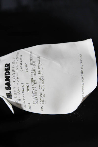 Jil Sander Womens Cotton Long Sleeve Mock Neck Button-Up Blouse Top Gray Size 34