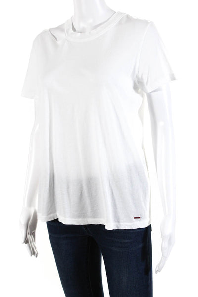 Philanthropy Womens Cotton Distressed Cold Shoulder Short Sleeve Top White Small