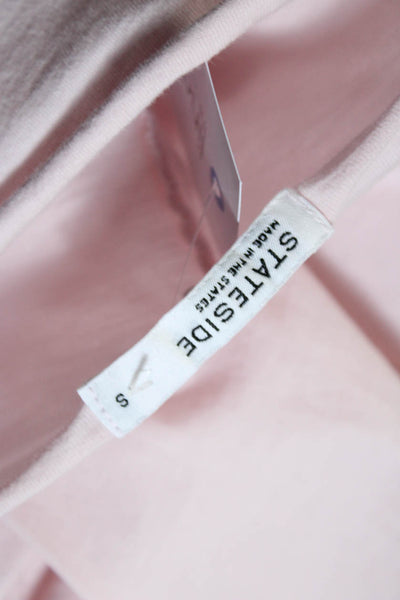 Stateside Womens High Neck Quarter Sleeve Basic T-Shirt Top Pink Size Small