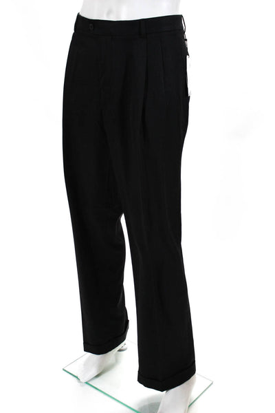 Perry Ellis Men's Pleated Front Straight Leg Dress Pant Black Size 38
