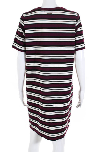 Michael Michael Kors Women Short Sleeve Stripe Jersey Sheath Dress Magenta Large