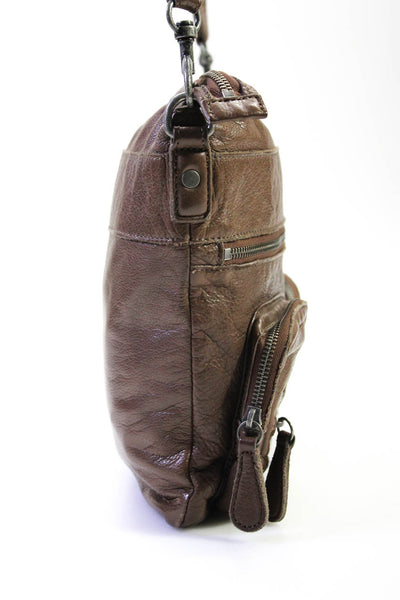 Liebeskind Womens Zip Top Adjustable Leather Crossbody Handbag Brown