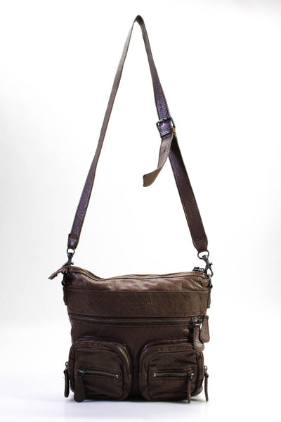 Liebeskind Womens Zip Top Adjustable Leather Crossbody Handbag Brown