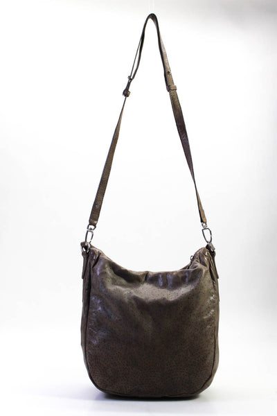Liebeskind Womens Perforated Leather Top Handle Satchel Crossbody Handbag Brown