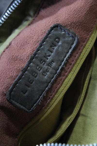 Liebeskind Womens Perforated Leather Top Handle Satchel Crossbody Handbag Brown