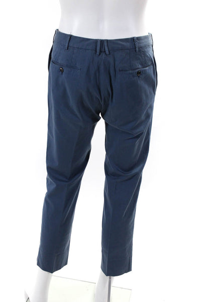 PT01 Mens Cotton Mid-Rise Flat Front Straight Leg Dress Pants Blue Size 34