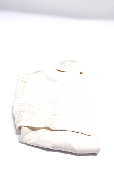 Zara Womens Knit Mock Neck Sweater Turtleneck Top Navy Blue Beige Size M L Lot 2