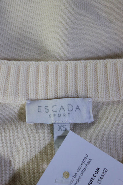 Escada Sport Womens Long Sleeved Rhinestone Buttoned Knit Sweater Cream Size XS