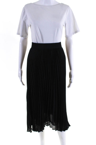 Banana Republic Womens Pleated Elastic Waist A Line Midi Skirt Black Size XS