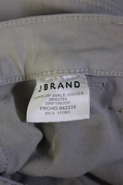 J Brand Womens Mid Rise Khaki Joggers Pants Beige Cotton Size 26