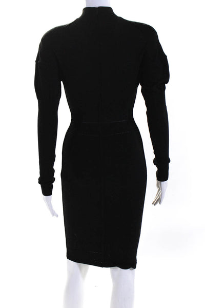 Alaia Womens Vintage Long Sleeve Mock Neck Midi Sweater Dress Black Size 4
