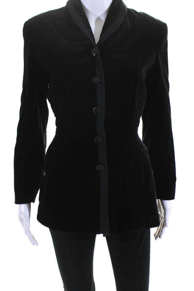 Alaia Womens Vintage Velvet Button Up Blazer Jacket Black Size 8