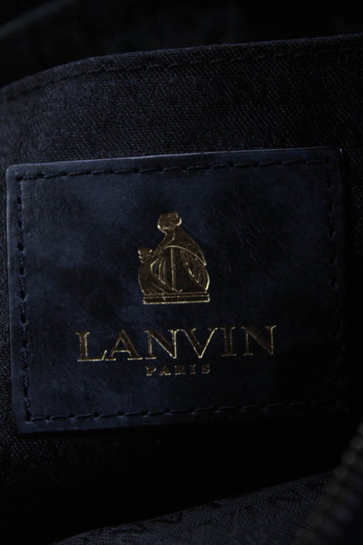 Lanvin Women's Leather Leopard Print Zipper Makeup Pouch Gray