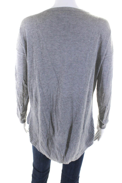 Theory Womens Round Neck Tight Knit Long Sleeved Pullover Sweater Gray Size P