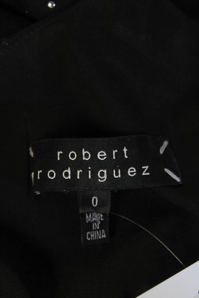 Robert Rodriguez  Womens Studded One Shoulder Long Sleeved Blouse Black Size 0